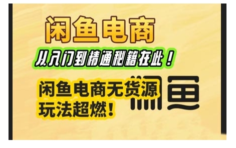 闲鱼电商实战课，从入门到精通秘籍在此，闲鱼电商无货源玩法超燃!-网创空间