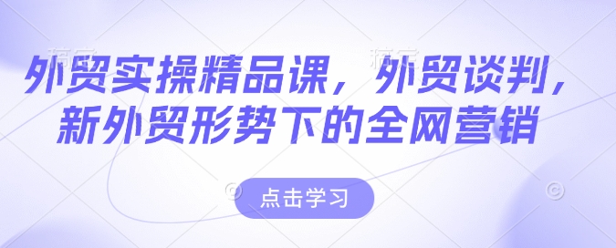 外贸实操精品课，外贸谈判，新外贸形势下的全网营销-网创空间
