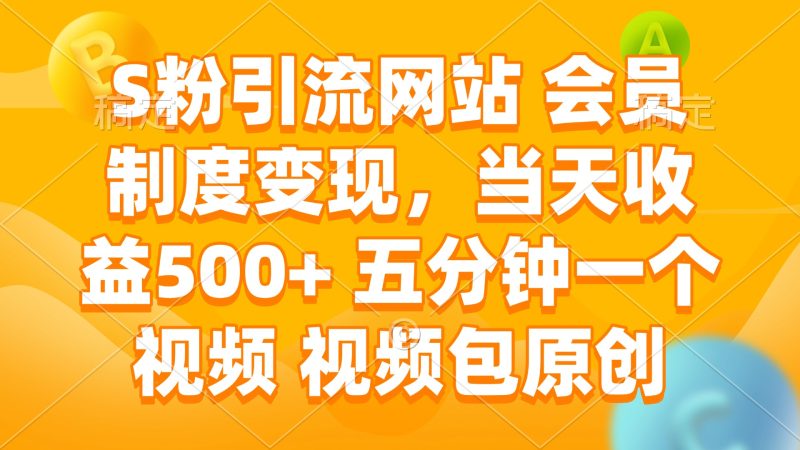 S粉引流网站 会员制度变现，当天收益500+ 五分钟一个视频 视频包原创-网创空间