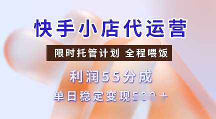 快手小店代运营，限时托管计划，收益55分，单日稳定变现多张【揭秘】-网创空间