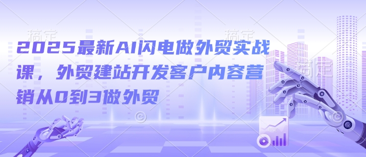 2025最新AI闪电做外贸实战课，外贸建站开发客户内容营销从0到3做外贸-网创空间