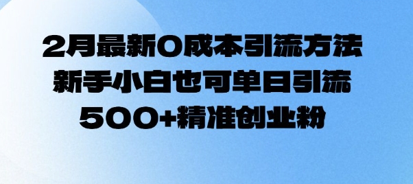 2月最新0成本引流方法，新手小白也可单日引流500+精准创业粉-网创空间