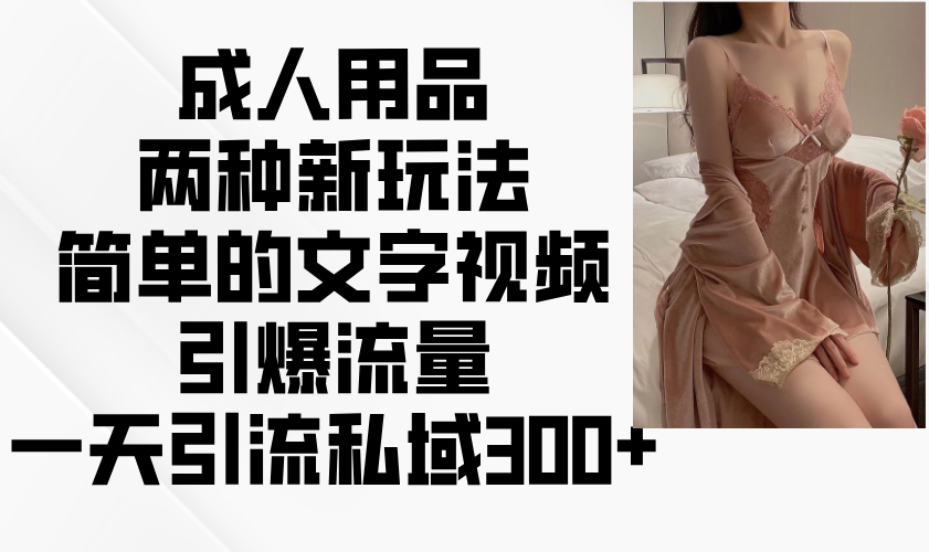 成人用品两种新玩法，简单的文字视频引爆流量，一天引流私域300+-网创空间