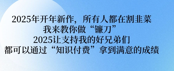 2025年开年新作，所有人都在割韭菜，我来教你做“镰刀” 2025让支持我的好兄弟们都可以通过“知识付费”拿到满意的成绩【揭秘】-网创空间