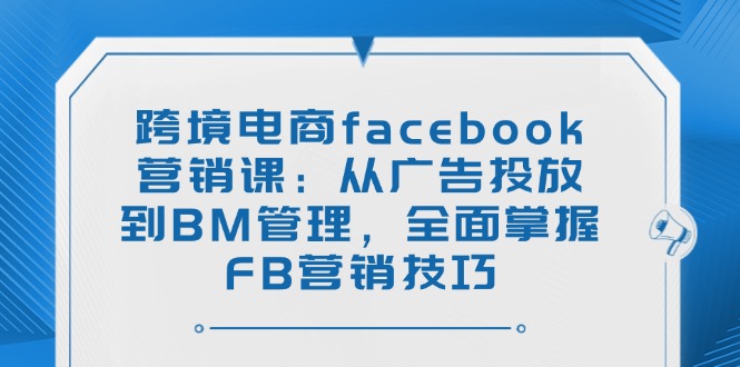 跨境电商facebook营销课：从广告投放到BM管理，全面掌握FB营销技巧-网创空间