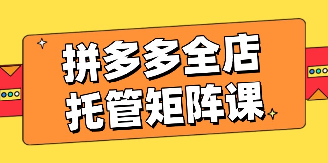 拼多多全店托管矩阵课，盈利动销玩法，高效计划设置，提升店铺效益-网创空间