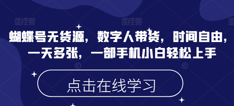 蝴蝶号无货源，数字人带货，时间自由，一天多张，一部手机小白轻松上手-网创空间