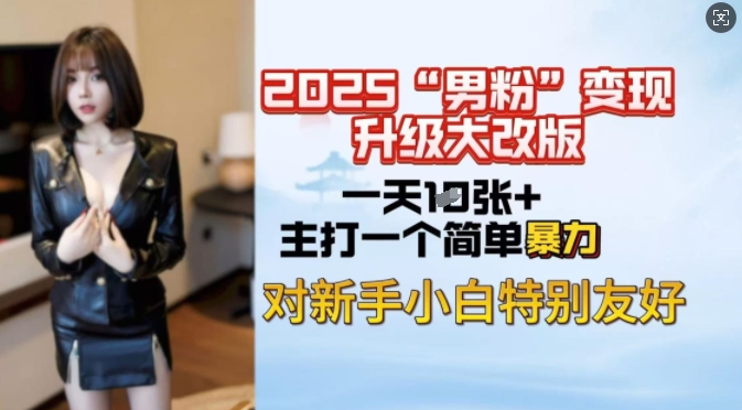 2025男粉变现全新玩法升级，日入上千简简单单，小白可轻松上手-网创空间